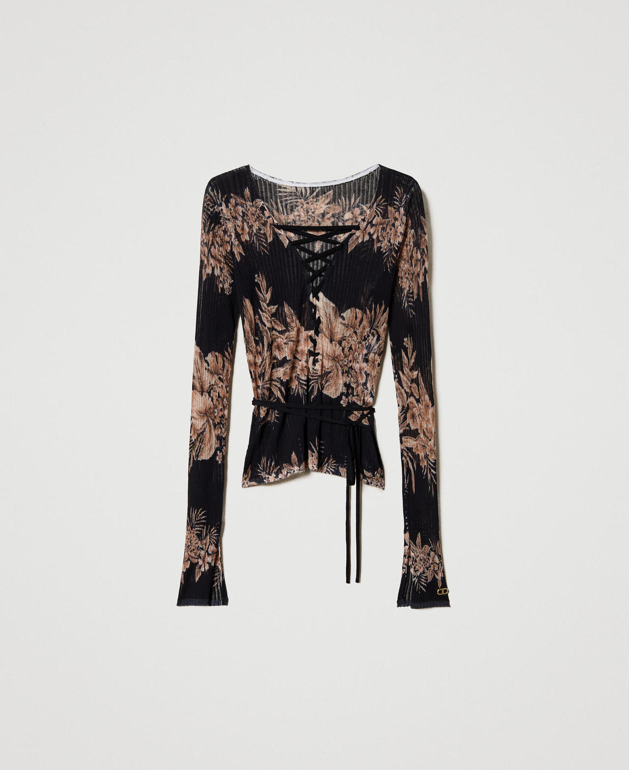 Dual-use printed jumper with tie-up laces