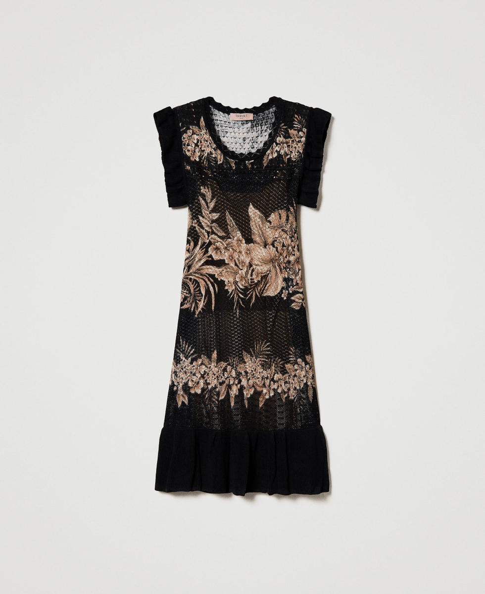 Short printed openwork dress