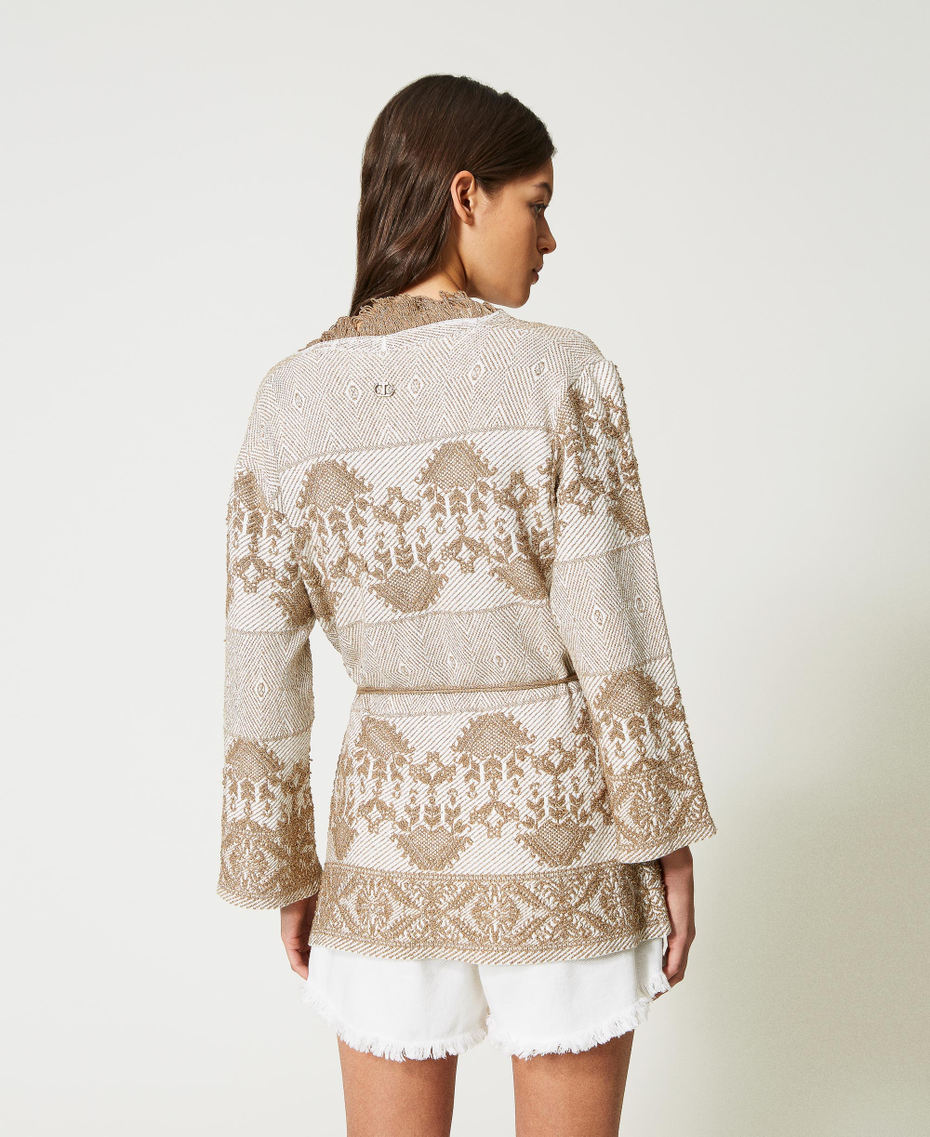 Blouson en maille jacquard avec franges