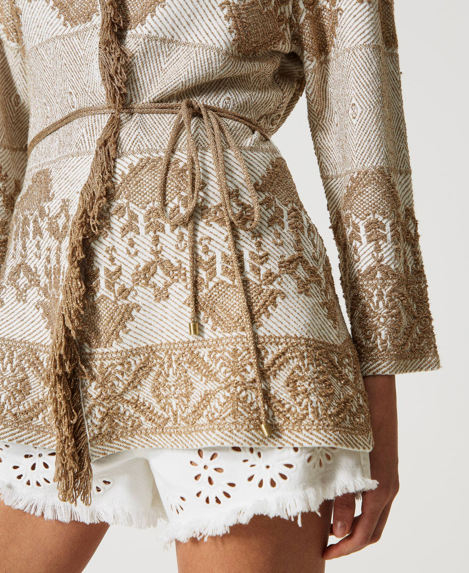 Blouson en maille jacquard avec franges