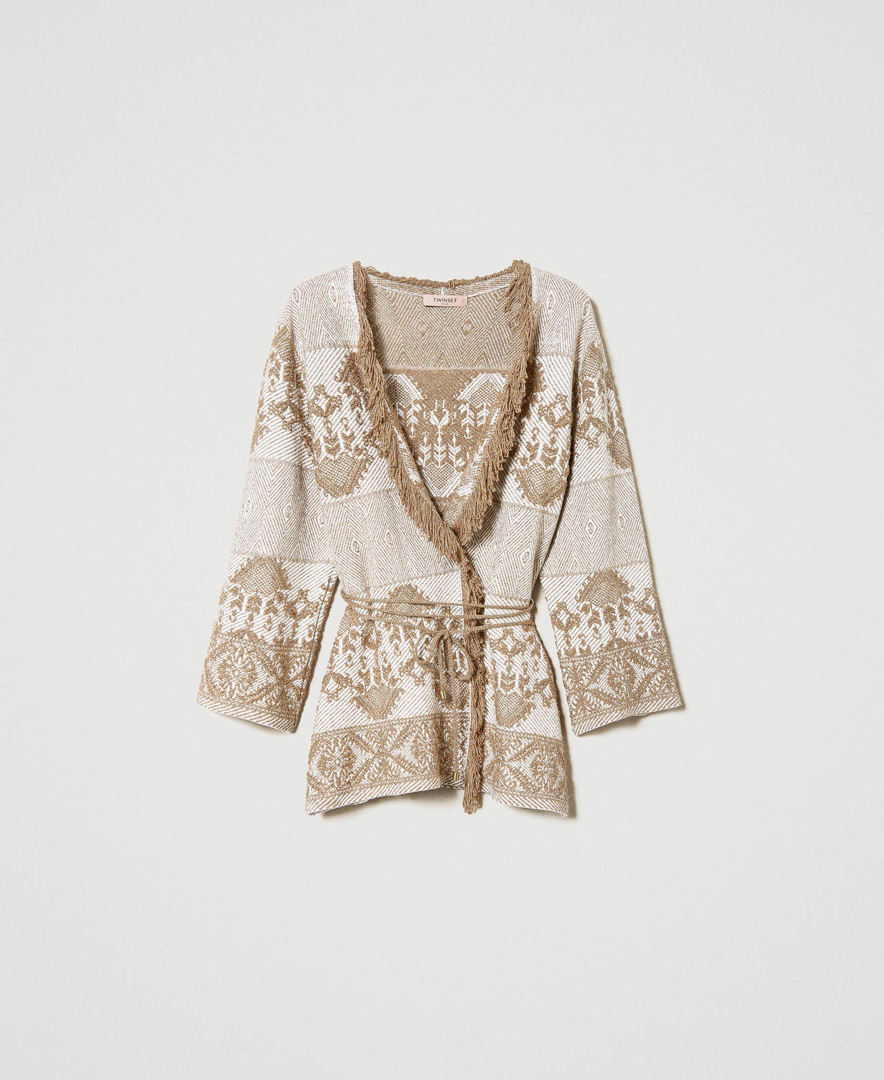 Blouson en maille jacquard avec franges
