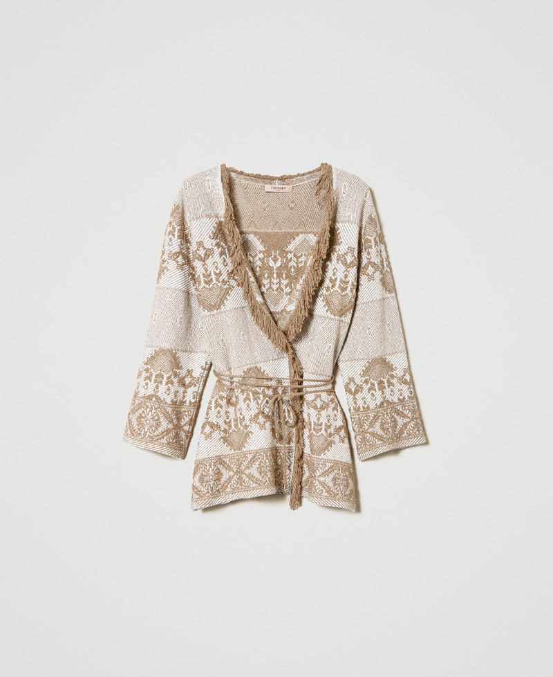 Jacke aus Jacquard-Strick mit Fransen