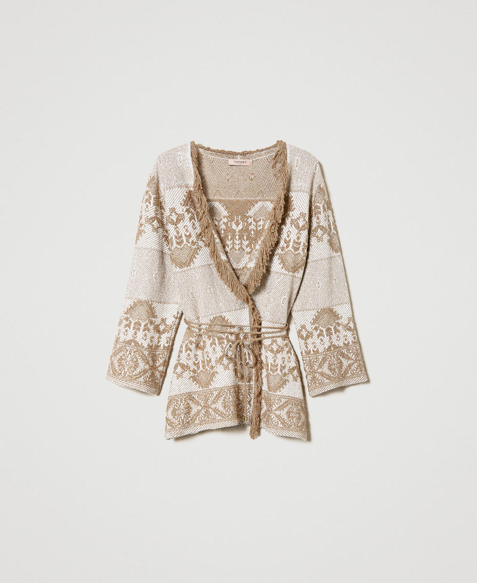 Jacke aus Jacquard-Strick mit Fransen