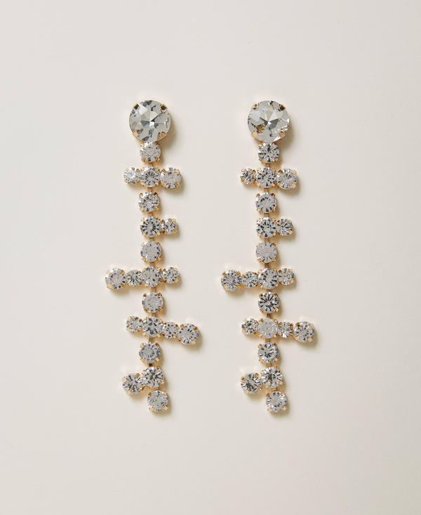 Pendant earrings with rhinestones
