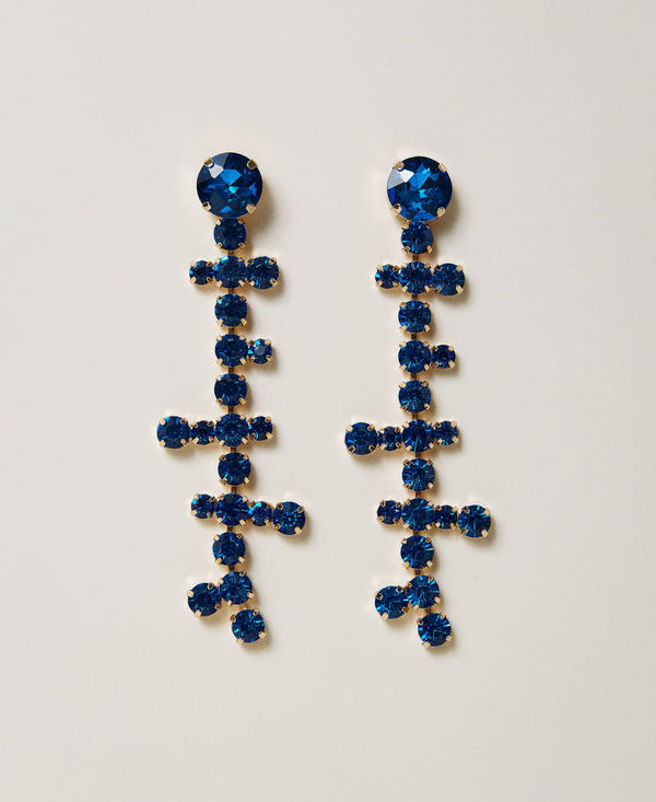 Pendant earrings with rhinestones