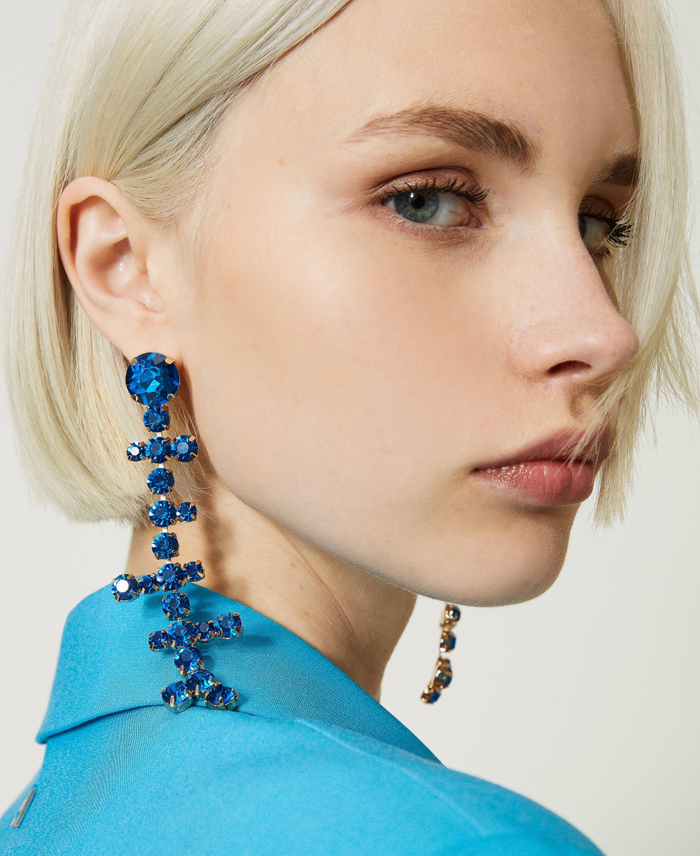 Pendant earrings with rhinestones Malibu Blue Woman 232AA4010_10772_S0