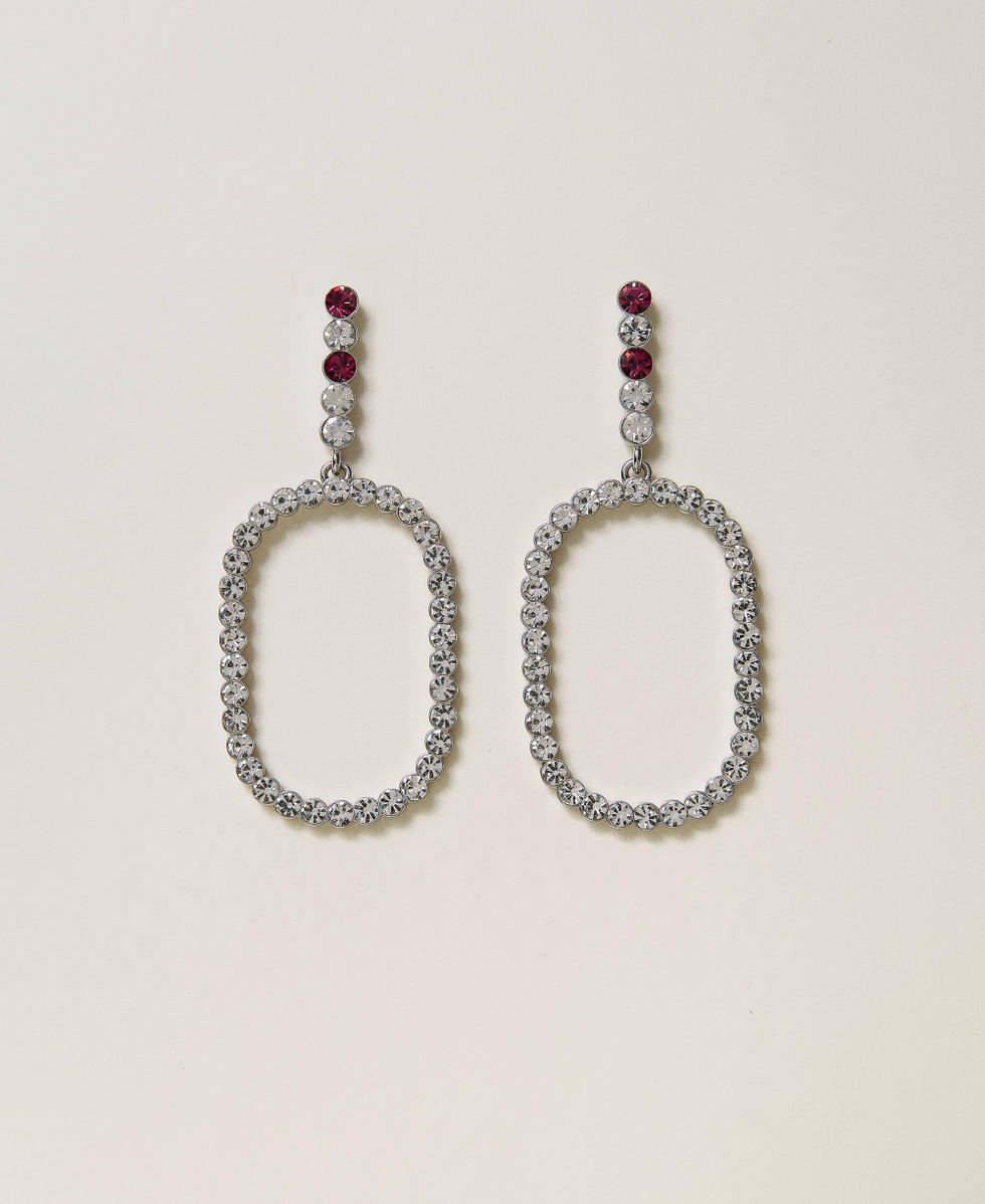 Pendant loop earrings with rhinestones