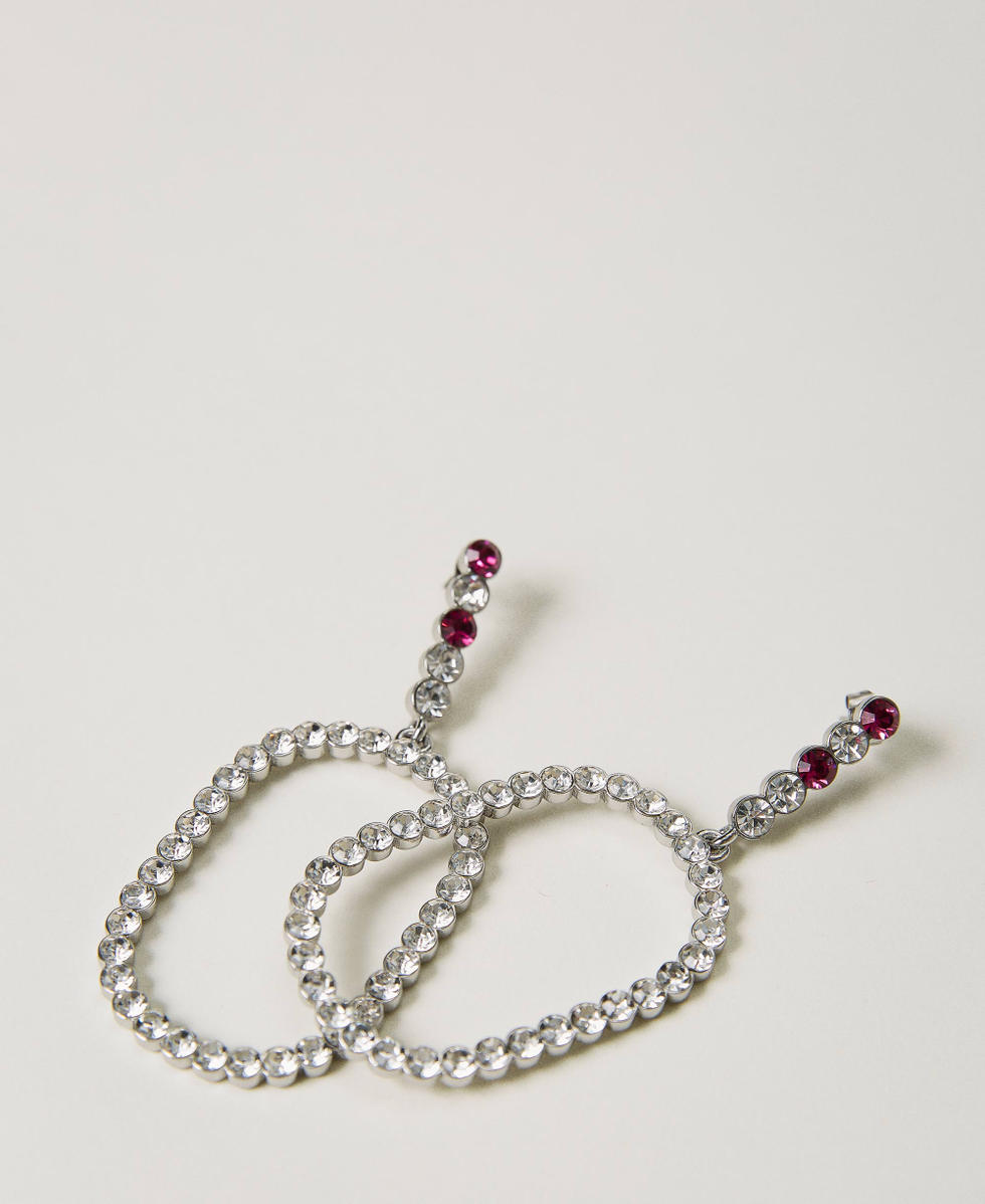 Pendant loop earrings with rhinestones
