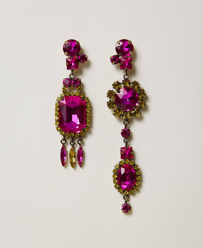 Asymmetric earrings with rhinestones
