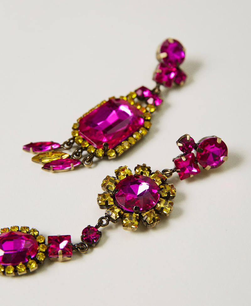 Asymmetric earrings with rhinestones
