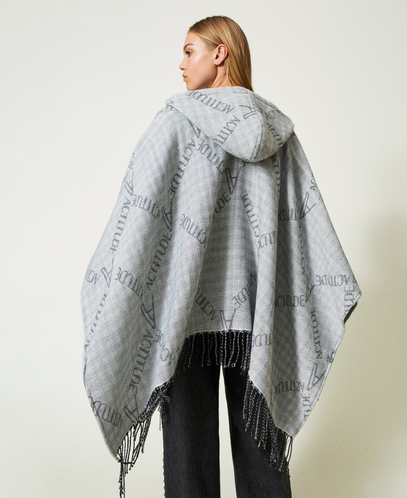 Reversible wool cloth poncho Bicolour Off White / Black Woman 232AA4051-03