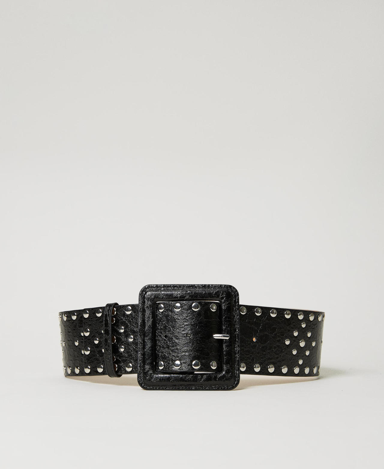 Laminated leather belt Woman, Black | TWINSET Milano