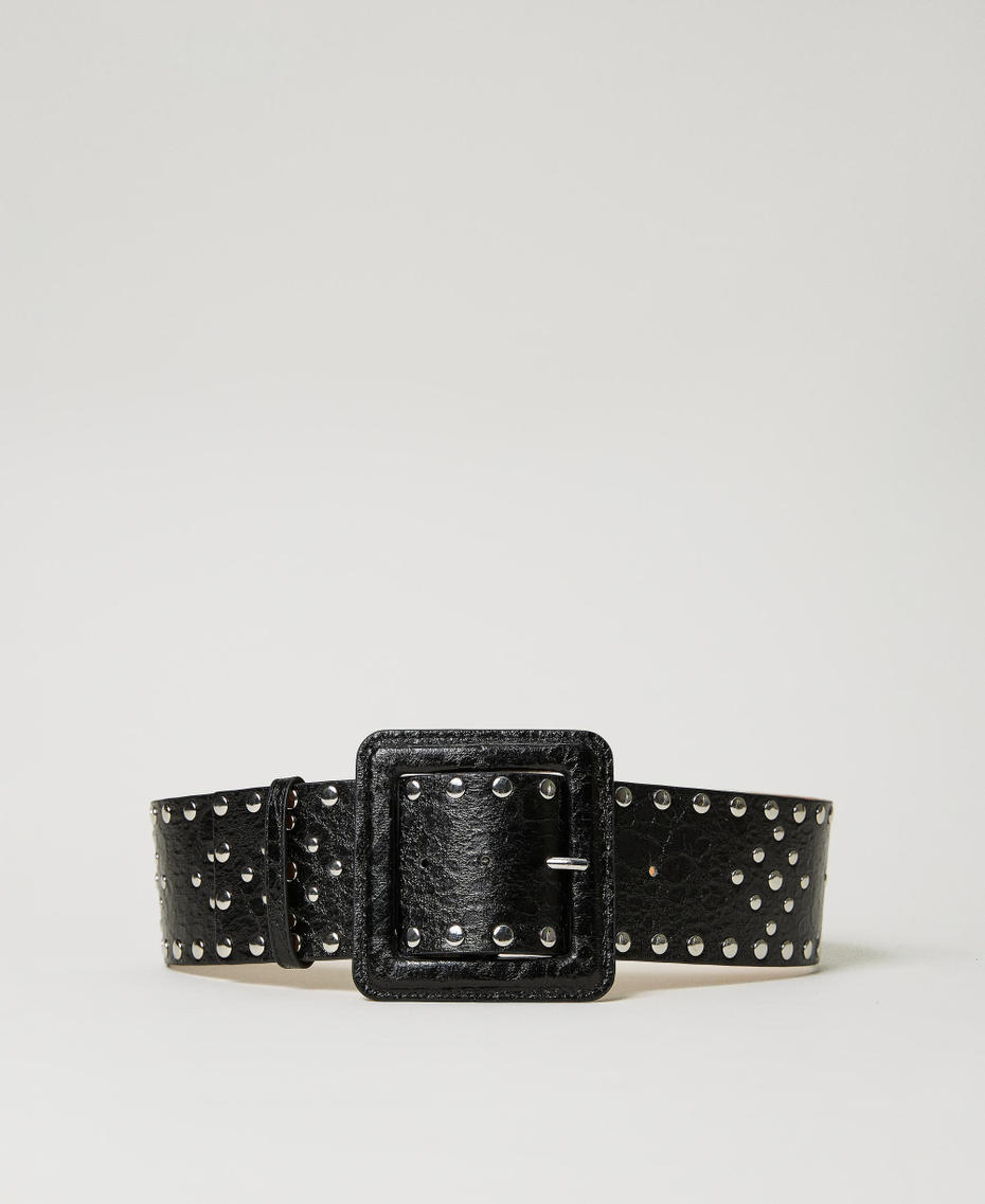Laminated leather belt Black Woman 232AA4190-01