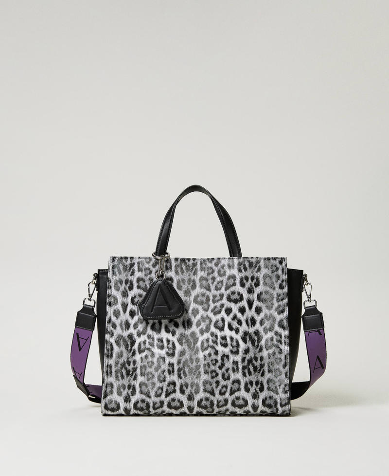 Bolso shopper con animal print Estampado Leopard Black And White Mujer 232AA7020-01