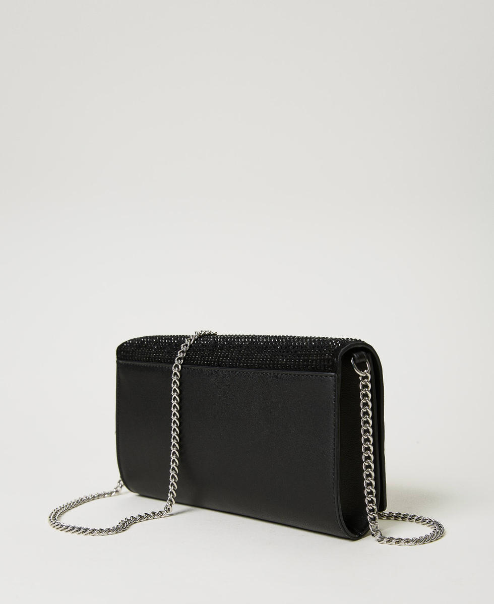 Black clutch with silver chain shop