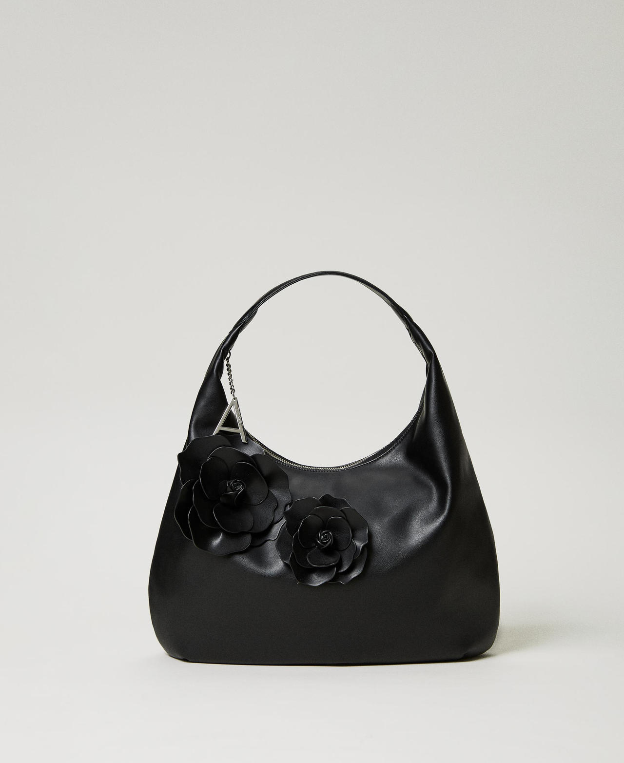 actitude by twinset borse - borsa hobo con fiori, nero, taglia unica donna