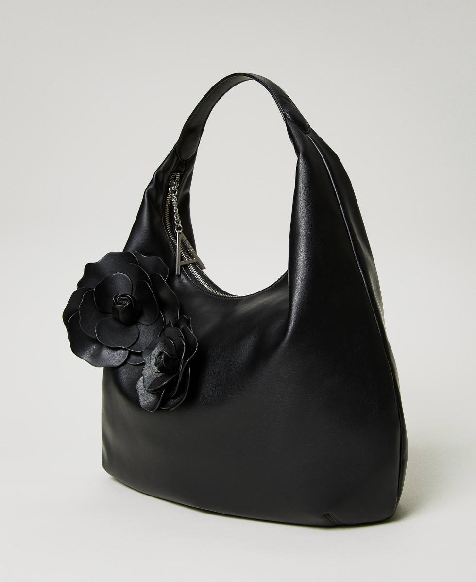 Borsa nera con fiori sales