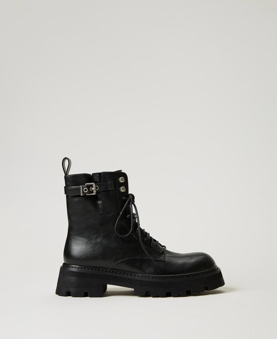 Combat boots with strap Woman, Black TWINSET Milano