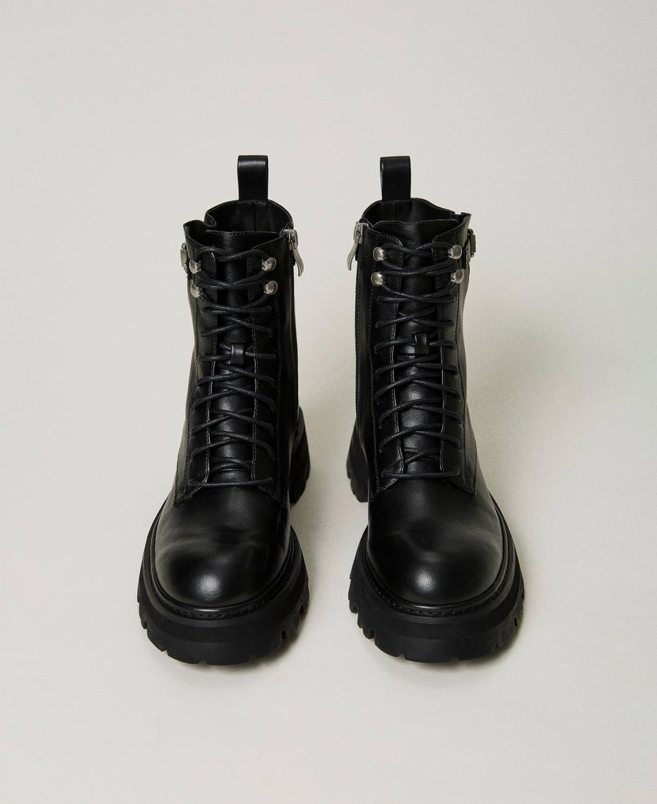 Combat boots with strap Woman, Black TWINSET Milano