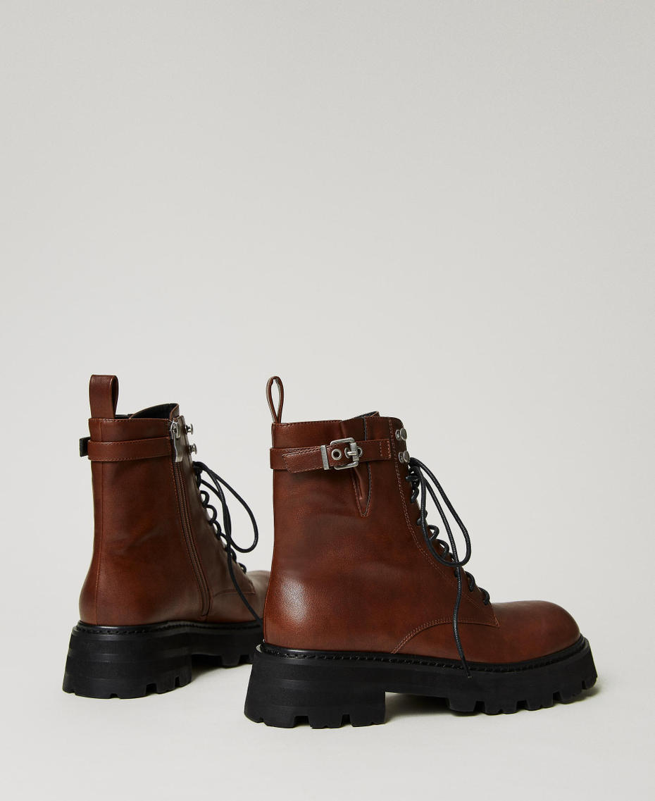 Combat boots with strap Downtown Brown Woman 232ACP014_10779_03