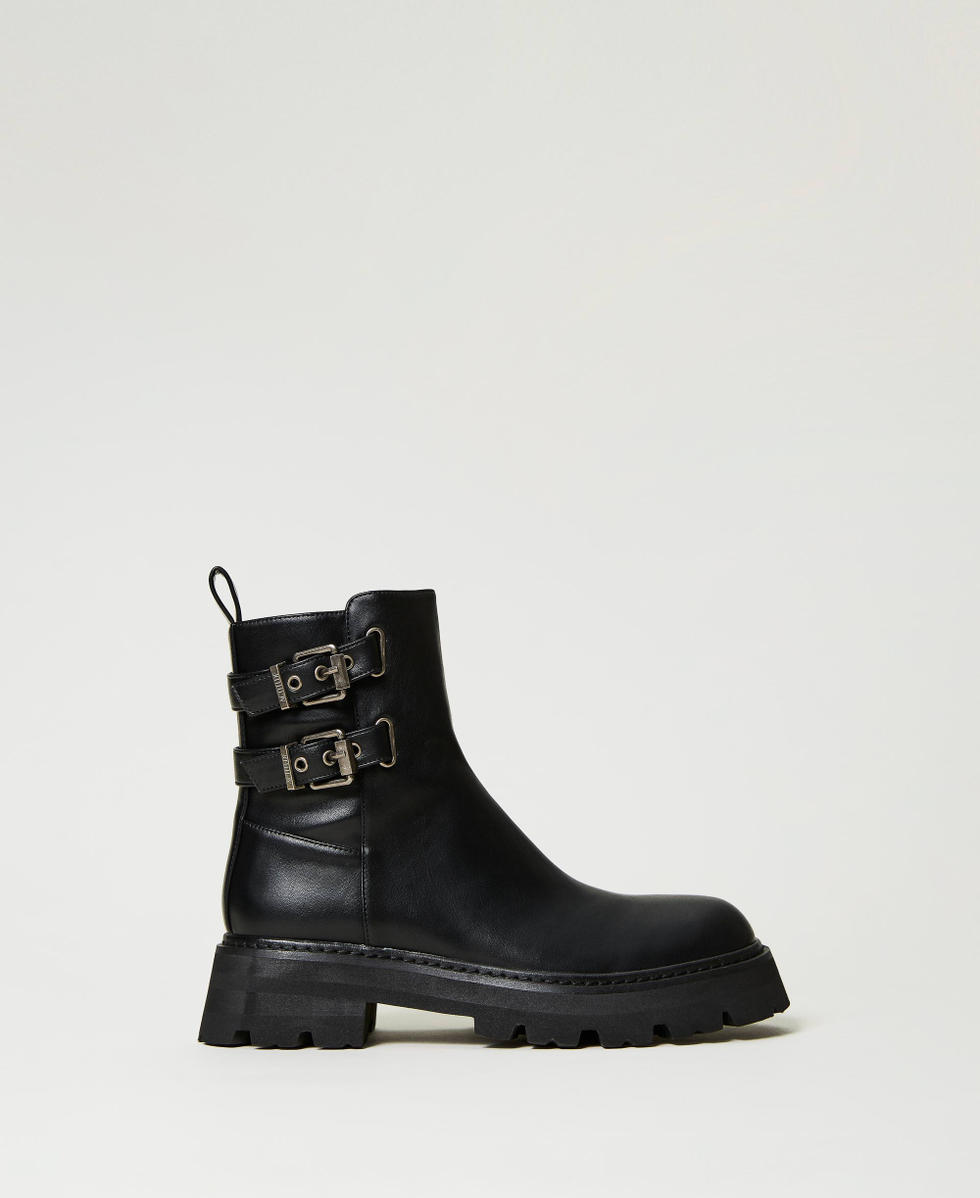 Ankle boots with double strap Woman Black TWINSET Milano
