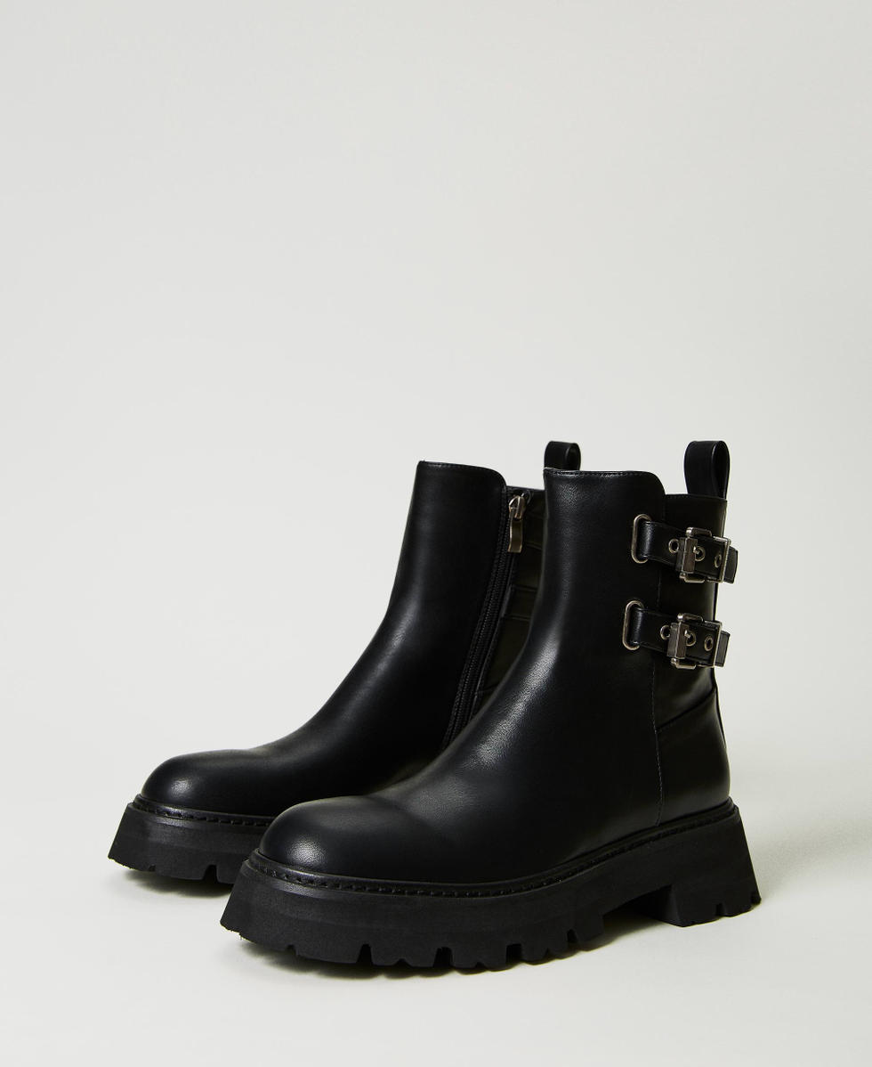 Ankle boots with double strap Woman Black TWINSET Milano