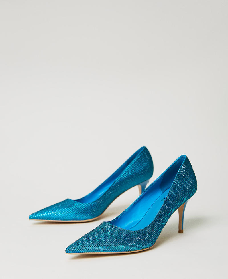 Full rhinestone court shoes Malibu Blue Woman 232ACP022-02