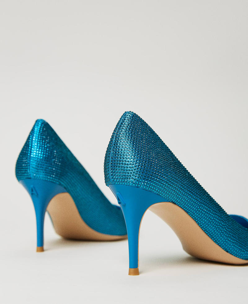 Full rhinestone court shoes Malibu Blue Woman 232ACP022-03