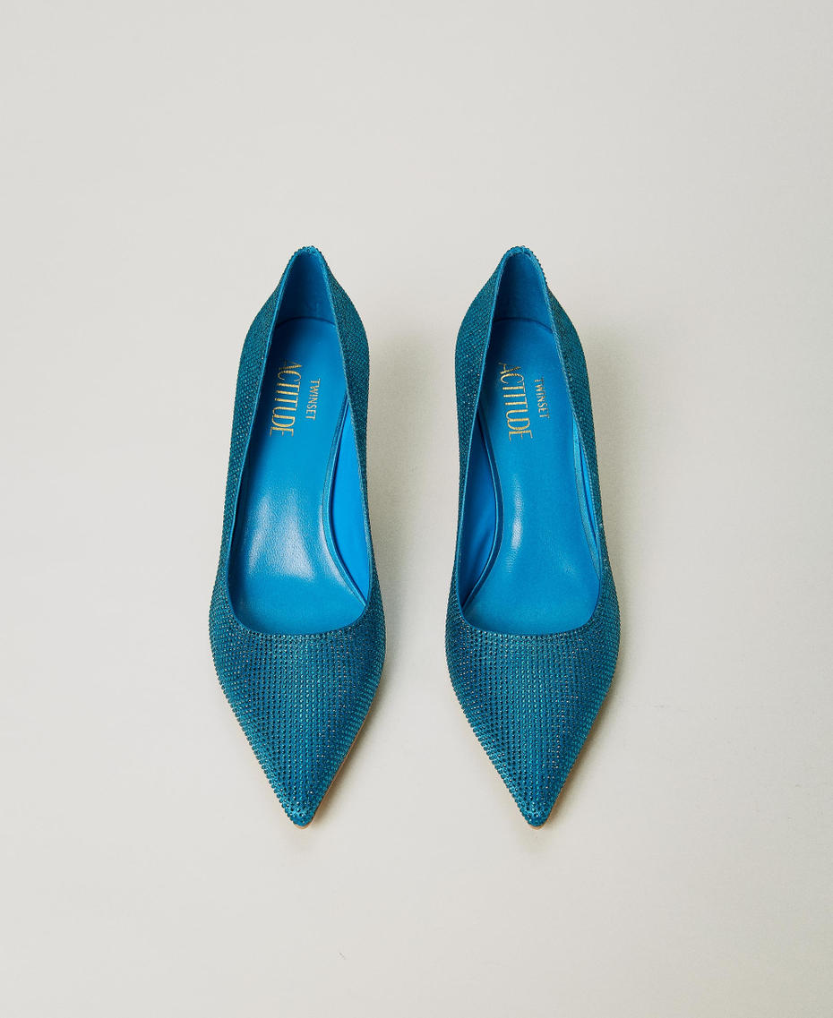 Full rhinestone court shoes Malibu Blue Woman 232ACP022-04