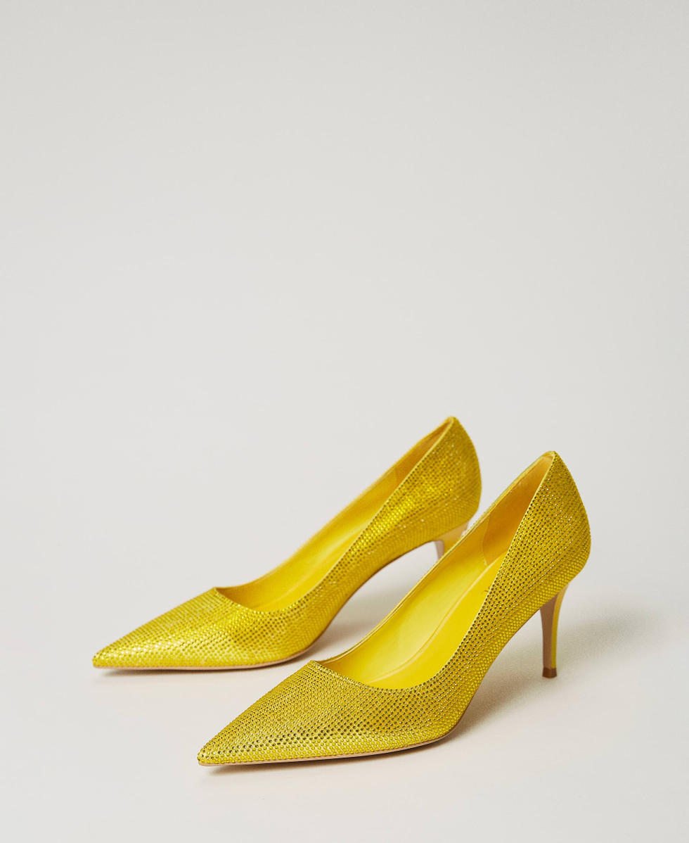 Full rhinestone court shoes Woman Yellow TWINSET Milano