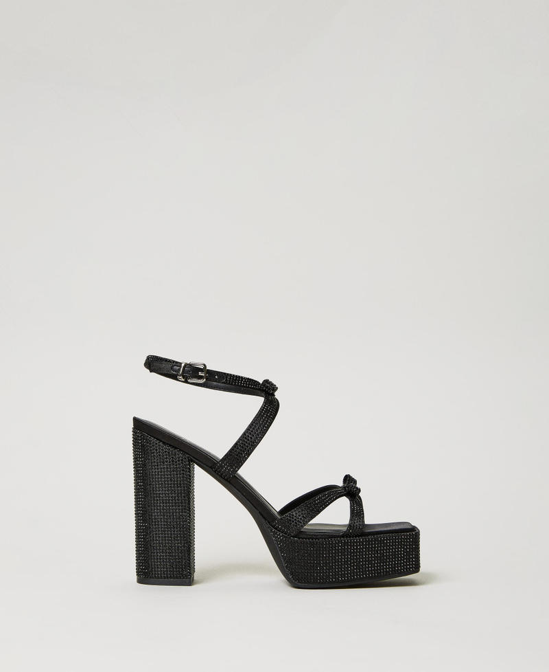 Platform sandals with full rhinestone