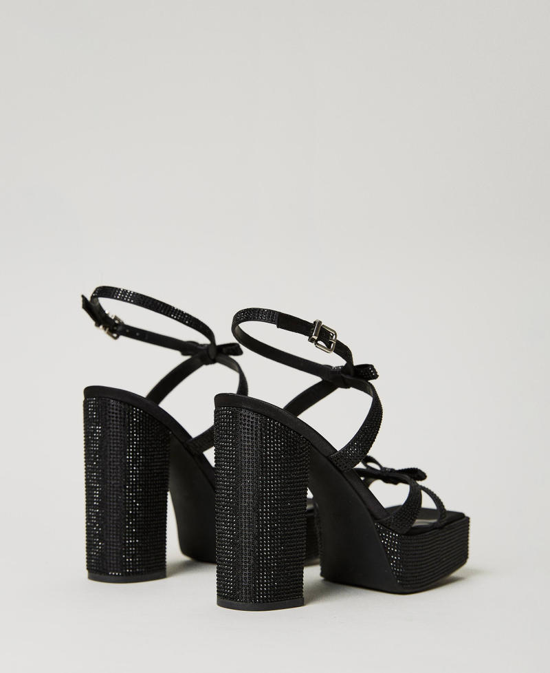 Platform sandals with full rhinestone Black Woman 232ACP030-03