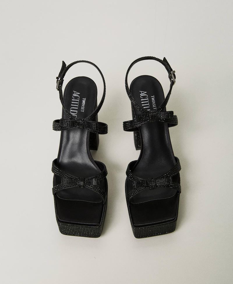 Platform sandals with full rhinestone Black Woman 232ACP030-04