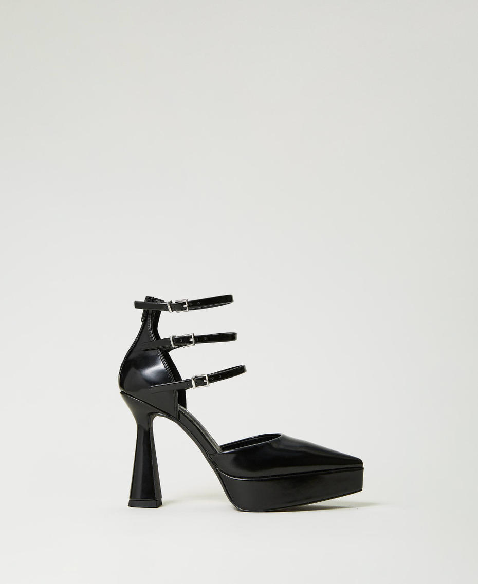 Multi-strap court shoes Black Woman 232ACT040-01