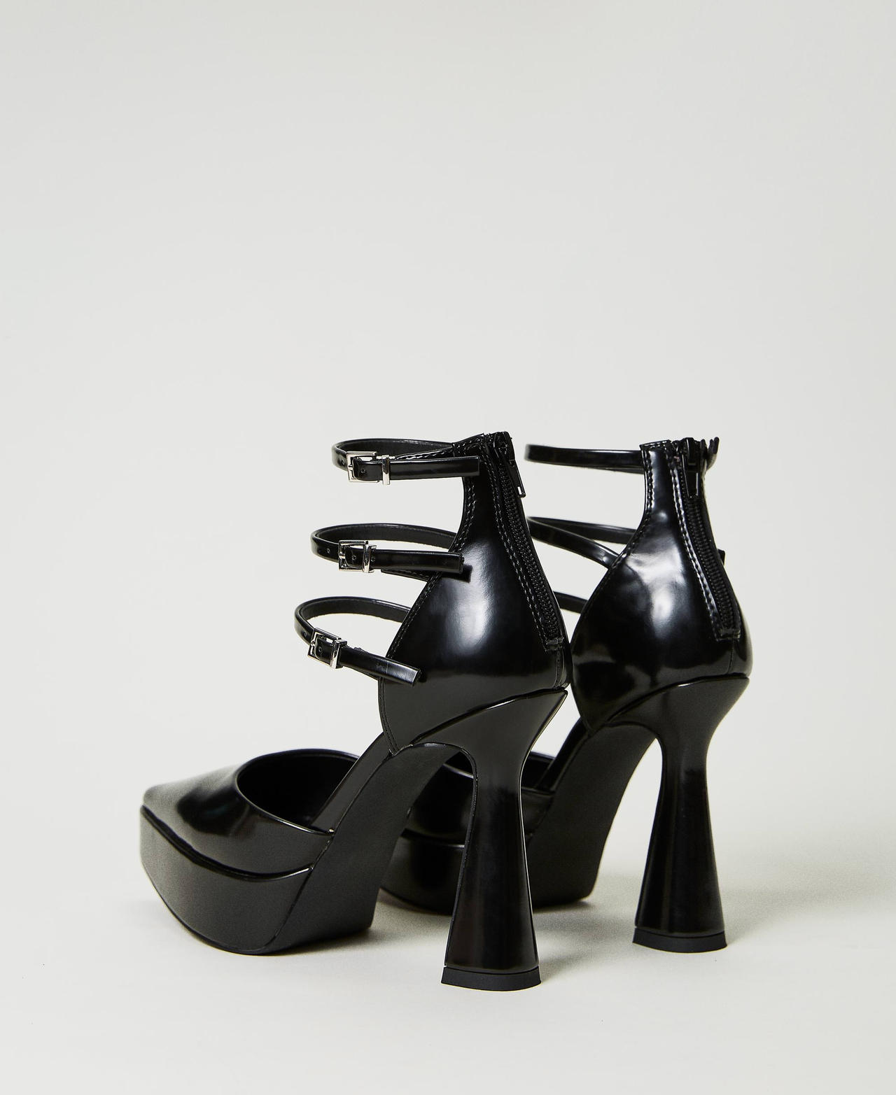 Black ankle strap outlet court heels