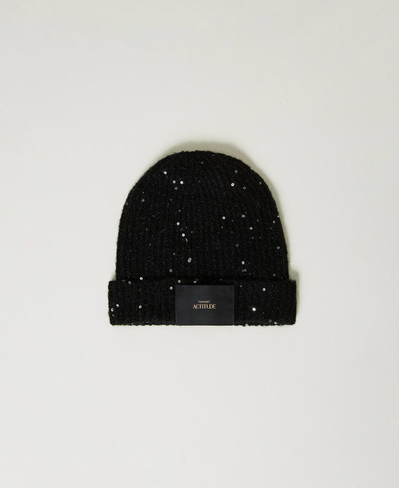 Lurex beanie with sequins Black Woman 232AO5010_00006_01