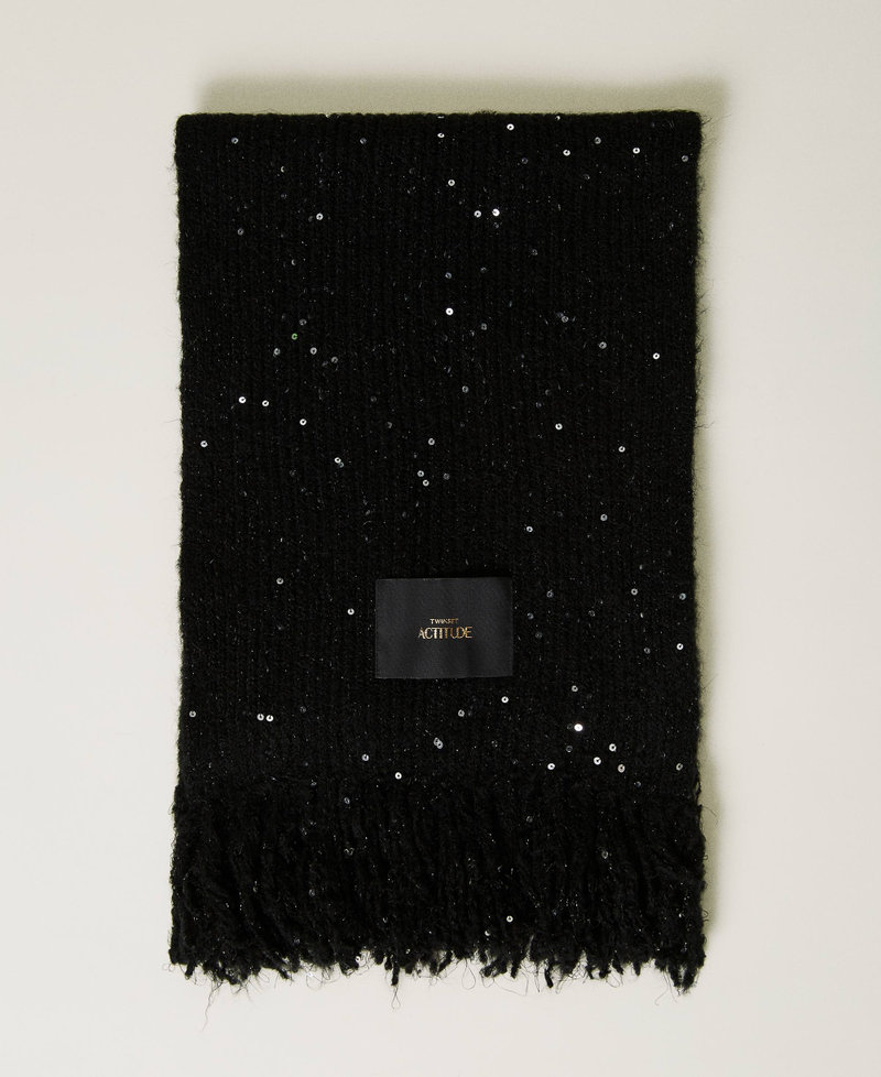 Lurex scarf with sequins Black Woman 232AO5011_00006_01