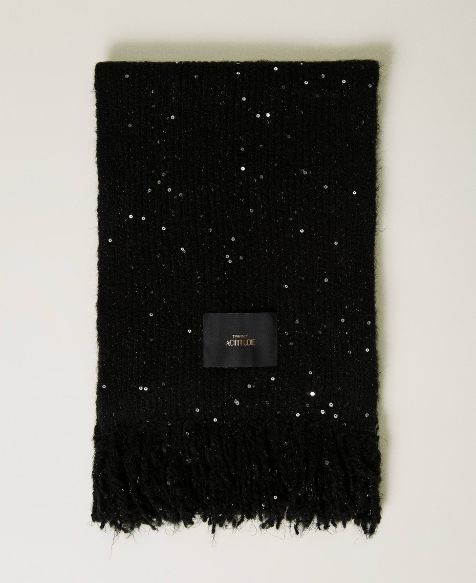 Lurex scarf with sequins Black Woman 232AO5011_00006_01