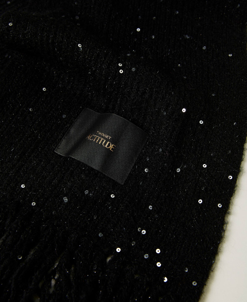 Lurex scarf with sequins Black Woman 232AO5011_00006_02