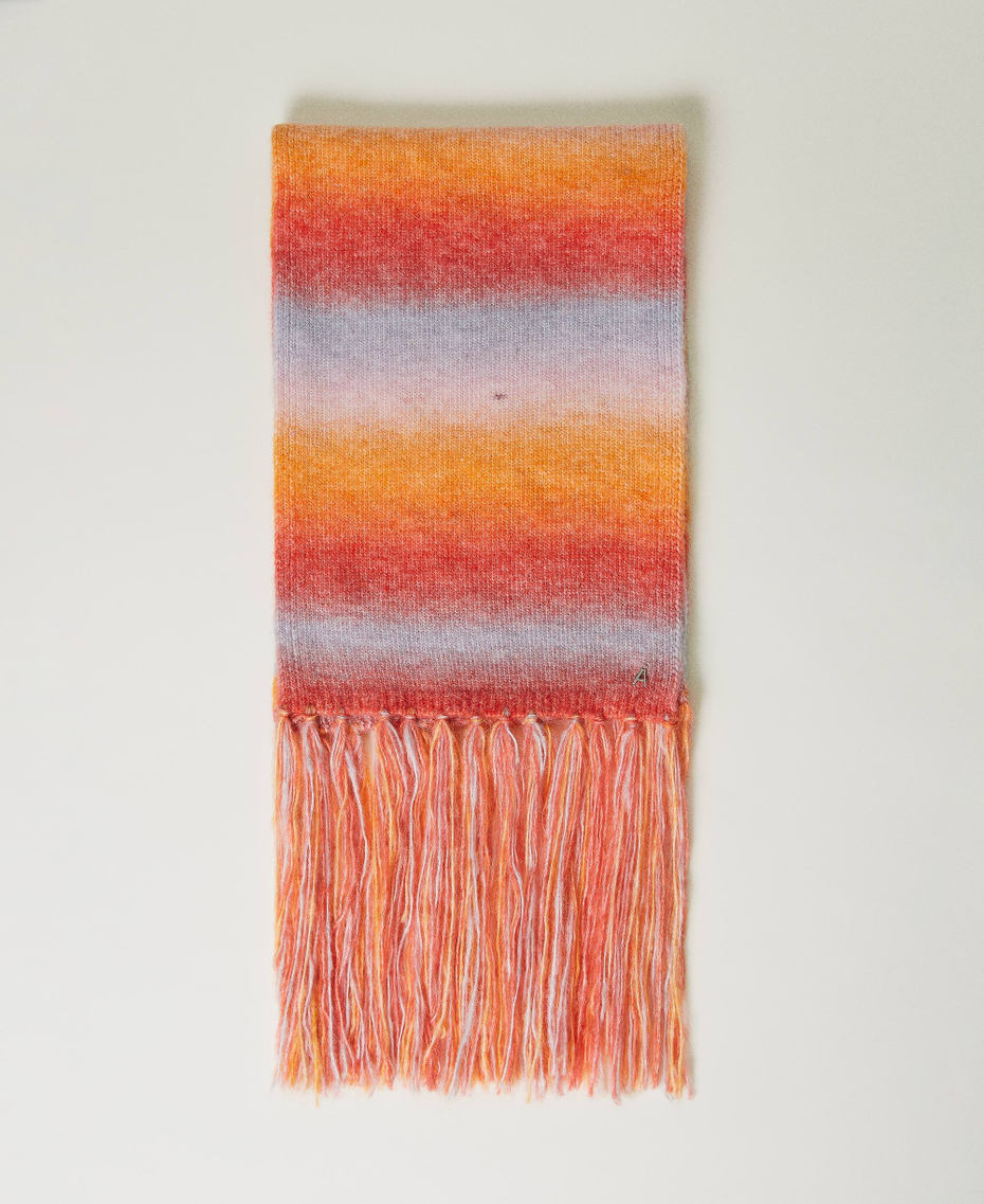 Fadeout striped stole with fringes Multicolour Shade Orange Coral Woman 232AO505A-01