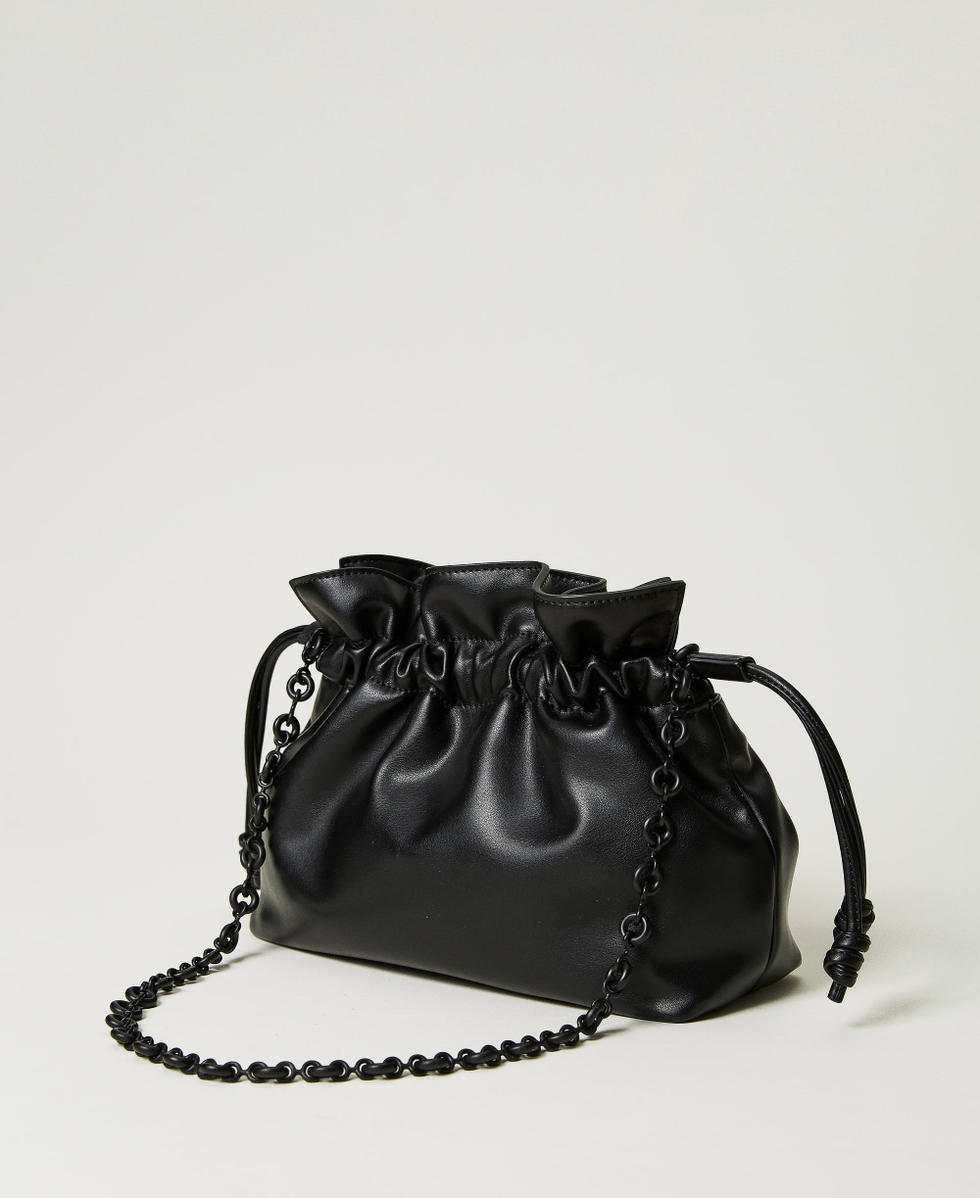 Bolso tipo saco con logotipo Negro Mujer 232AO8010_00006_03