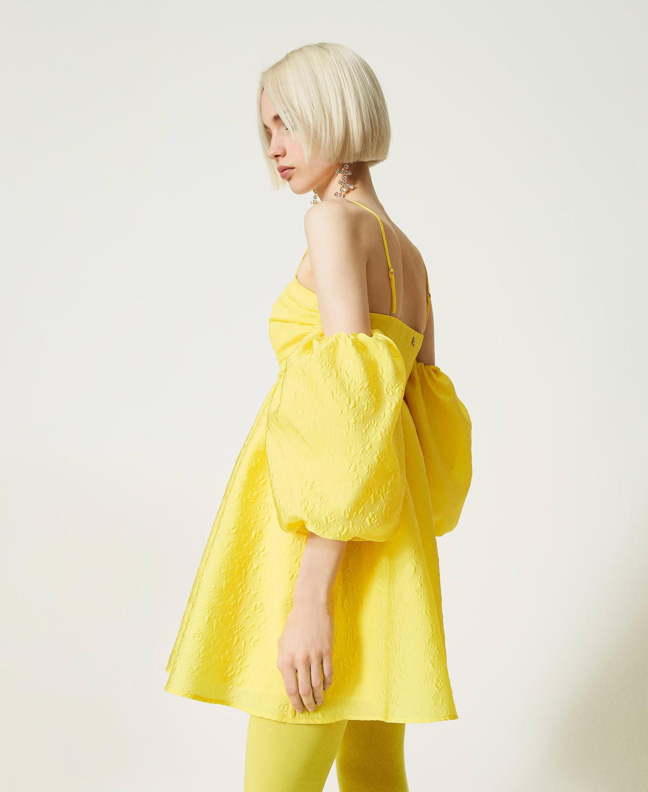 Short embossed taffeta dress