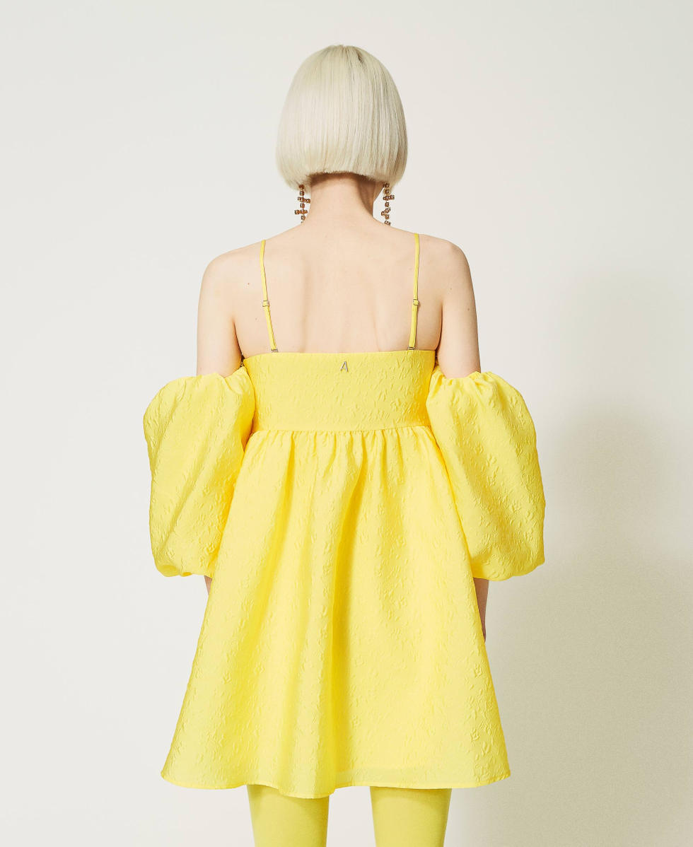 Abito corto in taffet&agrave; embossed Giallo "Golden Kiwi" Donna 232AP2011_10773_04