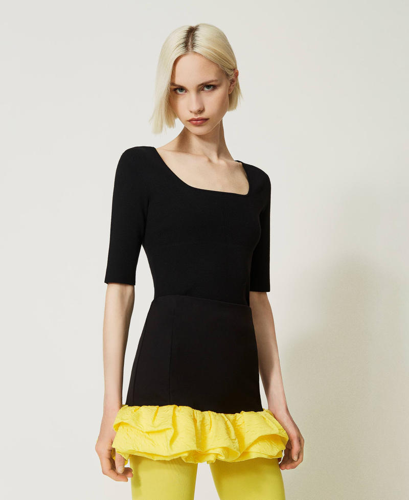 Miniskirt with embossed taffeta flounces
