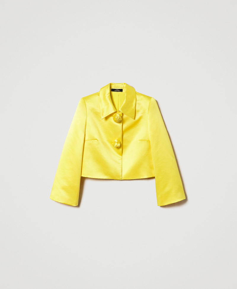 Duchesse jacket with roses "Golden Kiwi” Yellow Woman 232AP2020-0S
