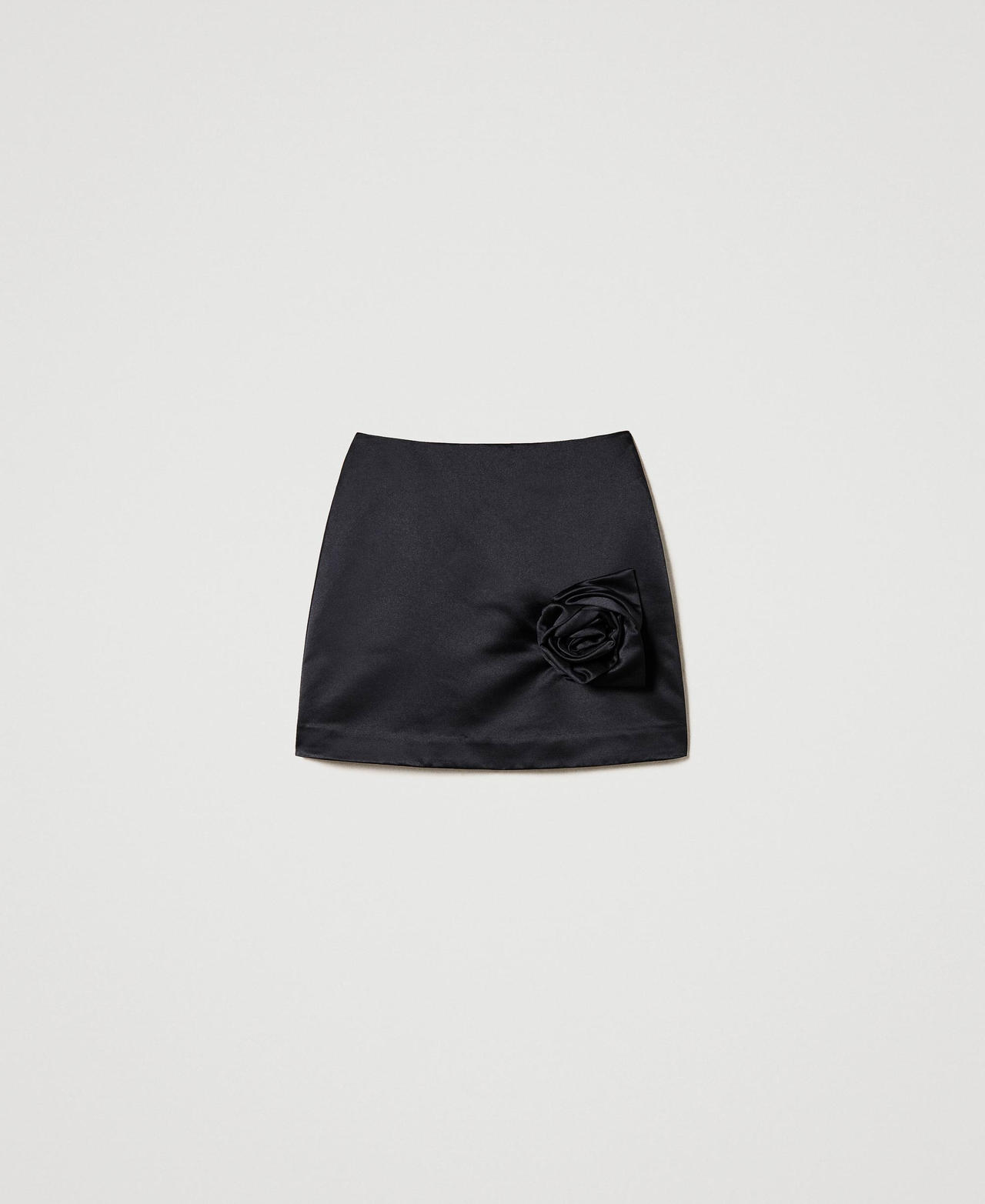 Minifalda de duquesa con rosa Negro Mujer 232AP2021-0S