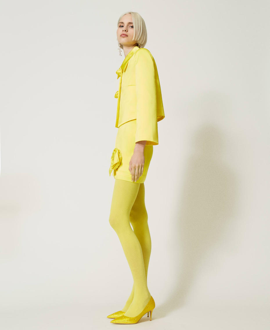 Duchesse miniskirt with roses "Golden Kiwi&rdquo; Yellow Woman 232AP2021_10773_04