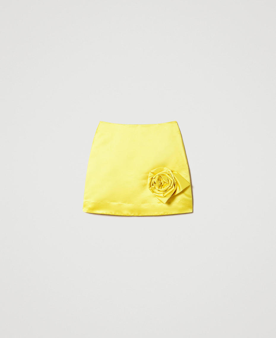 Duchesse miniskirt with roses "Golden Kiwi&rdquo; Yellow Woman 232AP2021_10773_S0