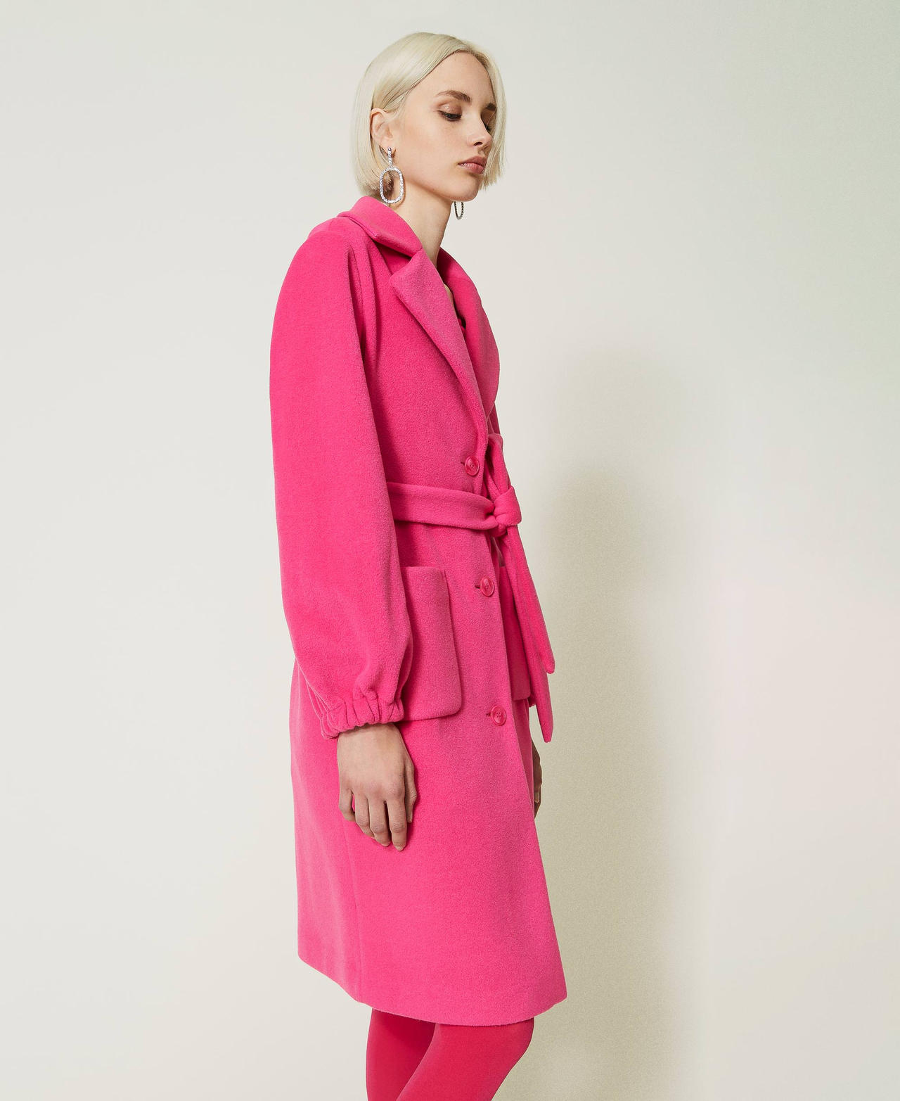 Long wool cloth coat Dahlia Fuchsia Woman 232AP2050-03