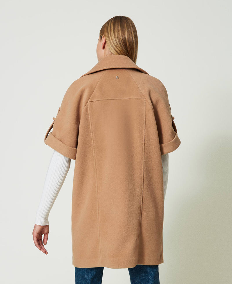 Short sleeve wool cloth coat Woman, Brown | TWINSET Milano